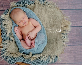 Newborn Photo Prop Set: Aqua Knit Wrap and Free Headband for Newborn Photo Shoot, Maternity Wrap, Newborn Wrap, Newborn Prop, Infant Photo