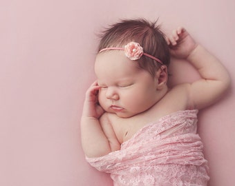 Newborn Photo Prop: Pink Stretch Lace Wrap for Newborn Photo Shoot, Newborn Wrap, Infant Wrap, Newborn Photography, Infant Photo Shoot