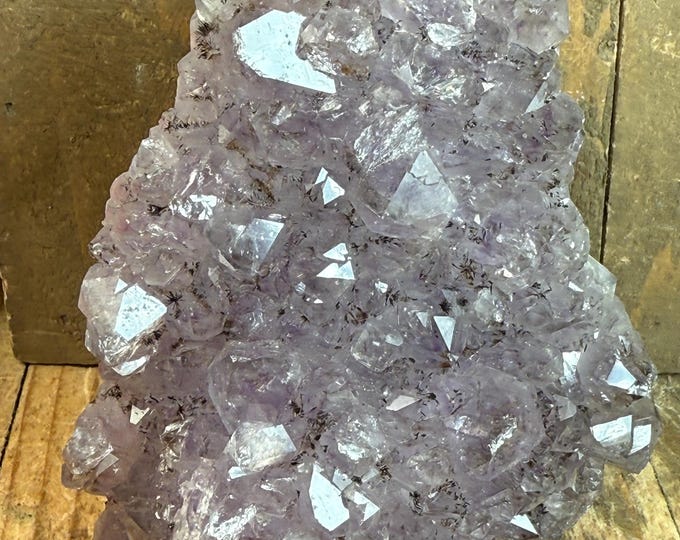 Standing Amethyst Cluster – Brazilian Druzy Geode with Cut Base | Natural Purple Crystal for Display, Home Decor & Healing CBA2