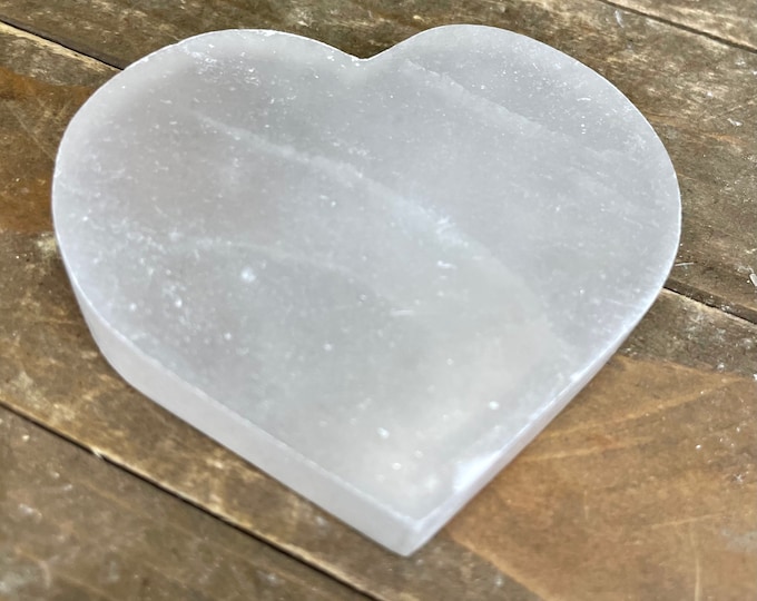 Selenite/Satin Spar Heart Polished Charging Plate:  Metaphysical Selenite Generator - Healing Crystal - Protection Crystal