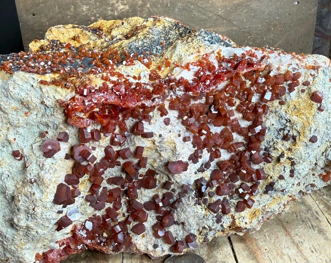 Large Vanadinite Crystal Cluster Crystals on Matrix , for Collection 7.8 inch 3.7 lbs