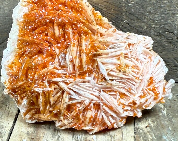 Vanadinite on Barite Crystal Cluster – Specimen from Morocco | Handpicked ,Collectors & Home Décor  3 inch