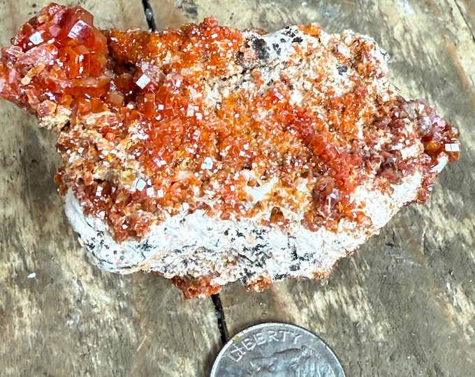 Beautiful Vanadinite Crystals on Matrix – Sparkling Red Vanadinite Mineral Specimen from Morocco | Natural Collectible Crystal , jflat1