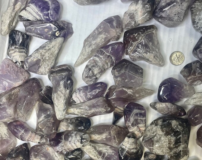 1 lbs,, Chevron amethyst tumbled points Crystal, Chevron Amethyst Tumbled Stone