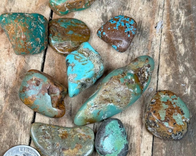 10 PCS Hubei Turquoise Nugget – Raw Turquoise Rough Stone, Natural Turquoise Tumble for Jewelry Making, and Crystal Collectors