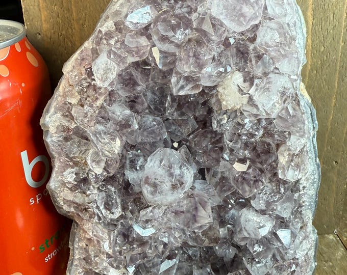 Standing Amethyst Cluster – Brazilian Druzy Geode with Cut Base | Natural Purple Crystal for Display, Home Decor & Healing CBA1