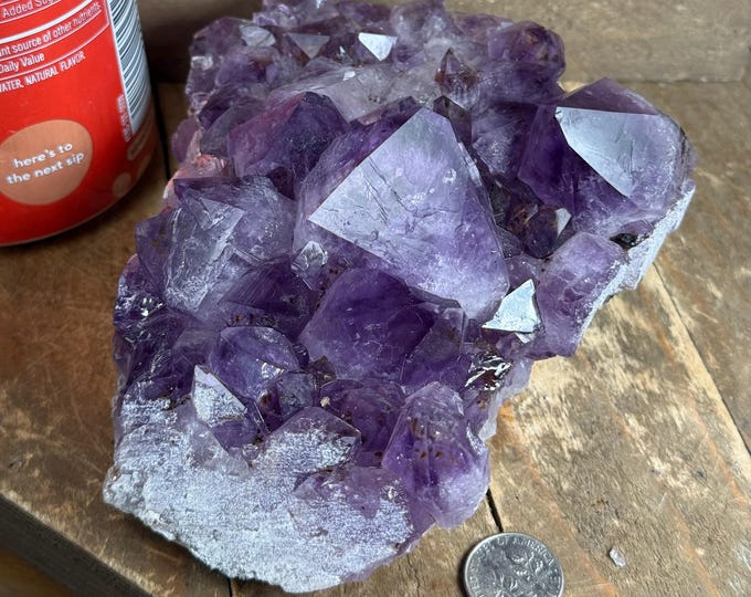 Amethyst Druzy Cluster – Raw Purple Amethyst Crystal from Brazil | Big Amethyst Geode, Healing Crystal, Natural Quartz Display rr3