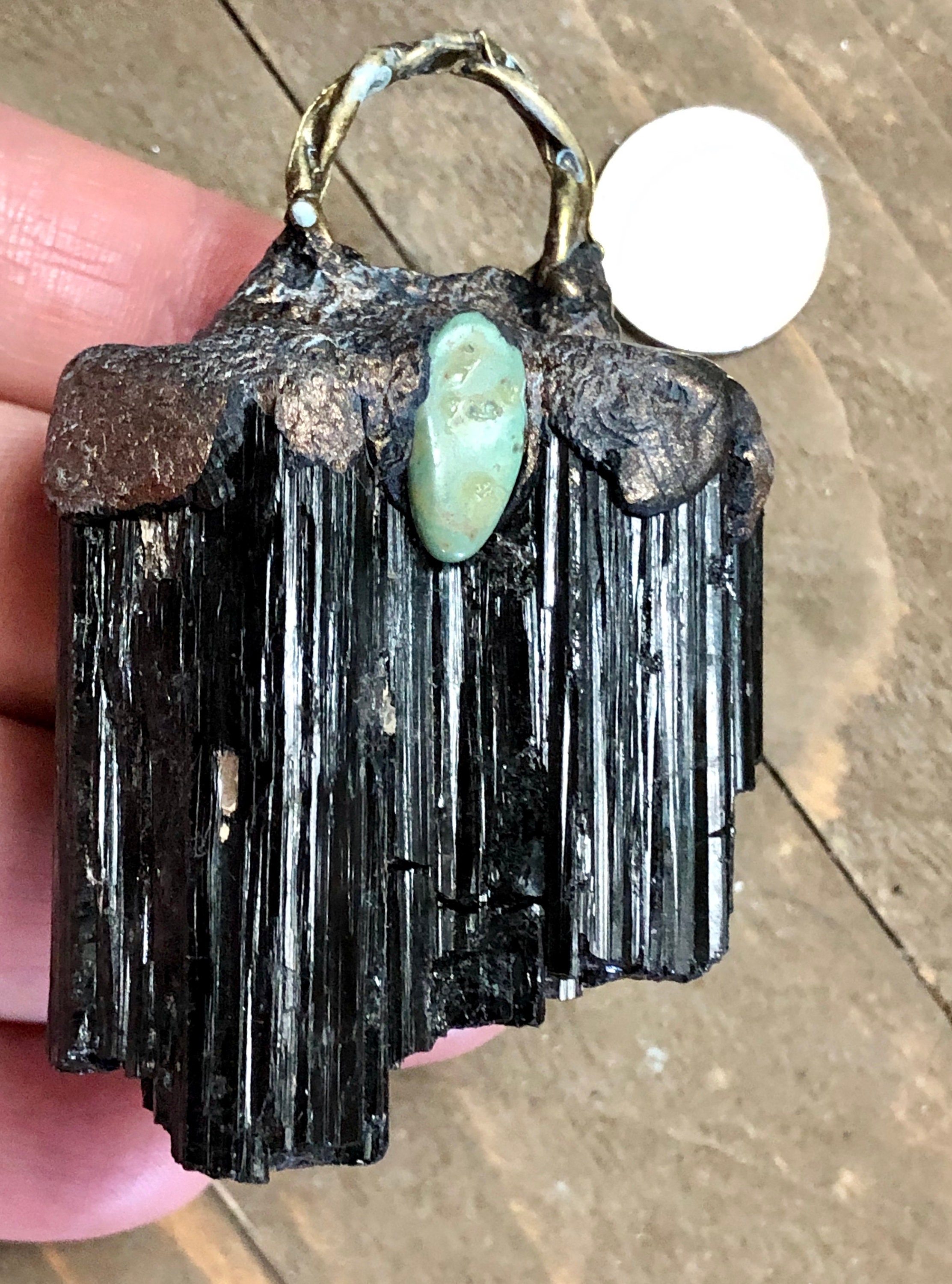 Black Tourmaline Pendant Necklace – Raw Crystal For Protection & Stress Relief | Silver Plated 18" Chain Chakra Healing Jewelry-605463