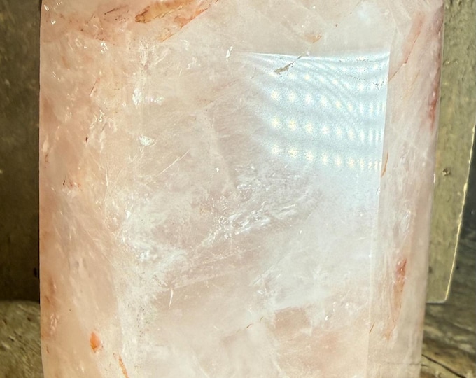 Polished Hematoid Rose Quartz Point – Natural Imperfect Crystal Tower, Healing Stone 5 inch