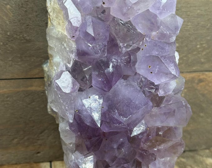 Standing Amethyst Cluster – Brazilian Druzy Geode with Cut Base | Natural Purple Crystal for Display, Home Decor & Healing CBA3