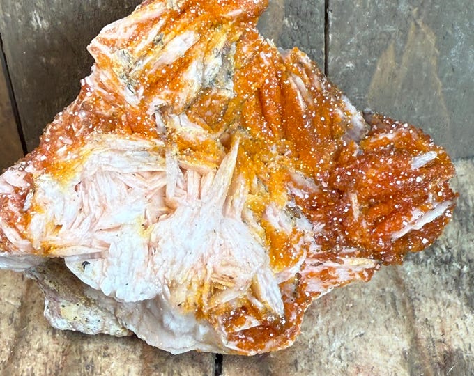 Vanadinite on Barite Crystal Cluster – Natural Red Vanadinite Specimen from Morocco | Handpicked Mineral for Collectors & Home Décor bflat1