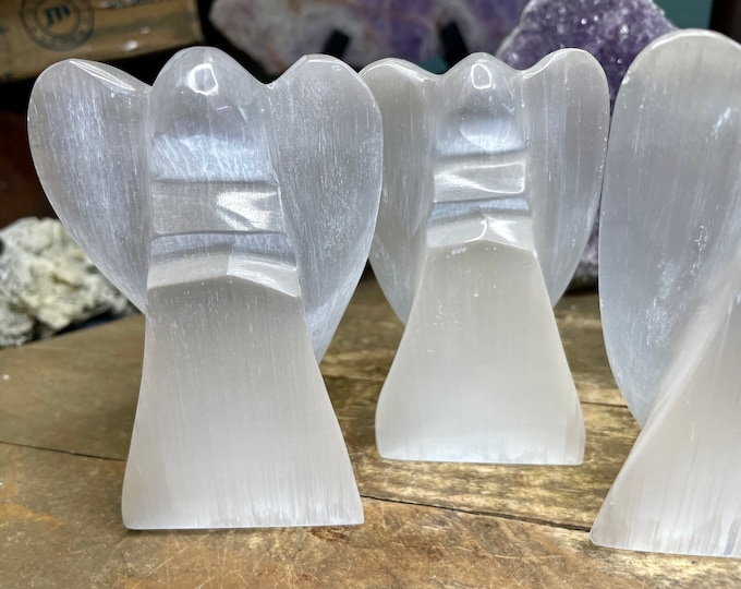One 10 cm Selenite Angel, Selenite one of the more powerful healing stones, Selenite Crystal Stone-Polished Selenite Stone, White Angel