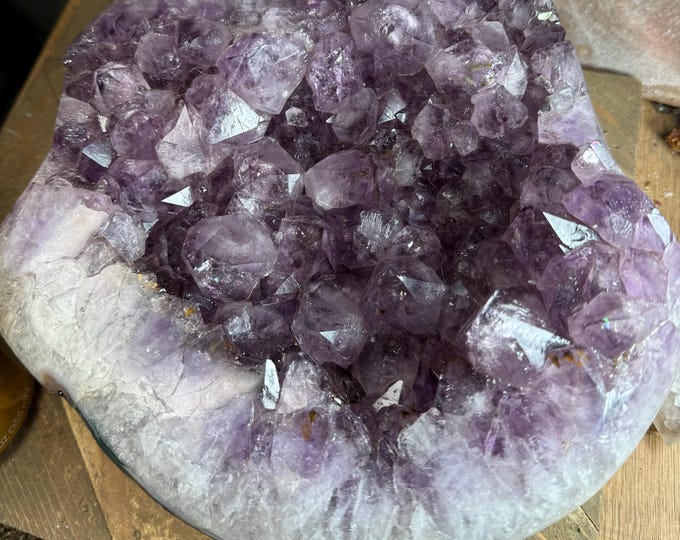 Enormous Amethyst Clusters Druzy  WITH POLISHED SIDES ,Purple Amethyst Cluster, Amethyst  Druzy Crystal, Raw Purple  9x8.5x3 inches 11. lbs