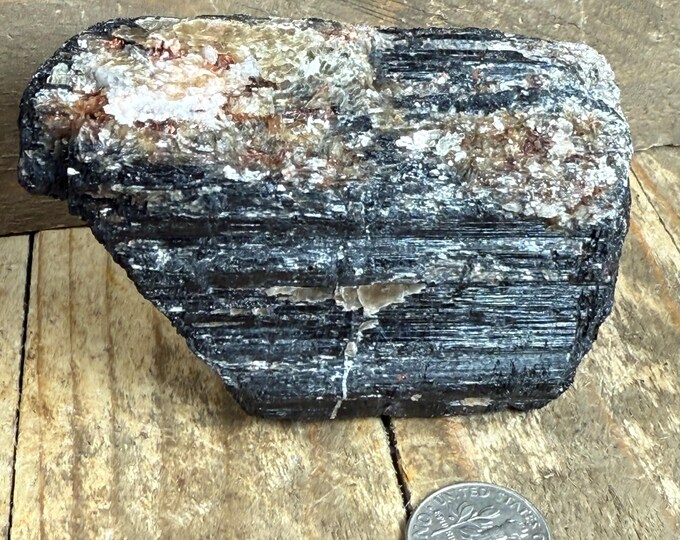 Raw Black Tourmaline Crystal – Rough Natural Specimen from Brazil | Unique Mineral Decor for Collectors , fflat5