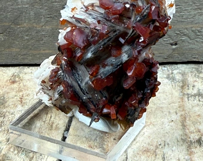 Vanadinite on Barite Crystal Cluster – Specimen from Morocco | Handpicked ,Collectors & Home Décor 1.5 inch