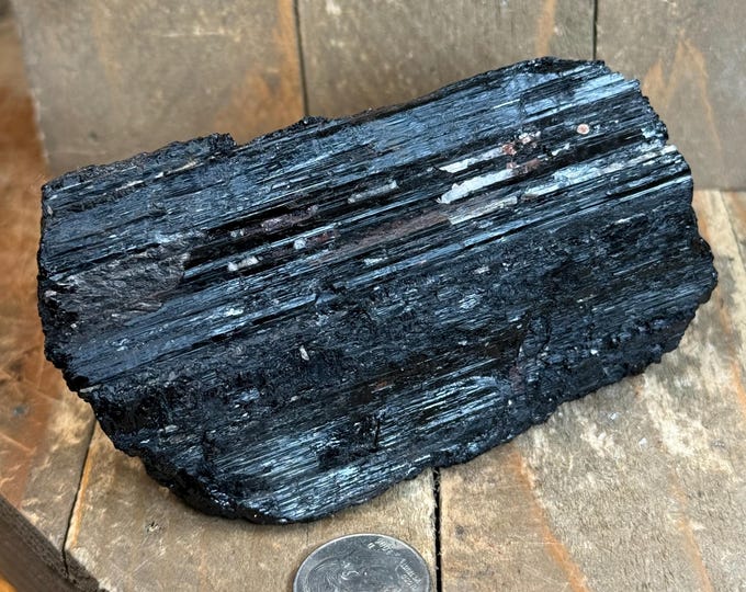 Black Tourmaline Crystal – Raw Rough Specimen, Natural Stone,  fflat1