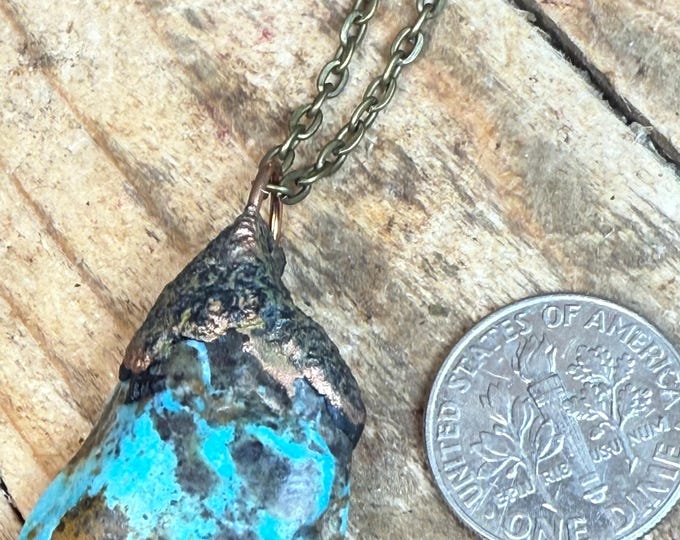 Handmade Turquoise Pendant – Southwestern Style Jewelry – Natural Hubei Turquoise Necklace – Crafted in Arizona cab1-8