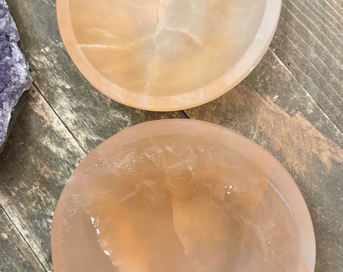 Selenite "Charging" Bowl Orange Crystal Stone  Healing Cleansing, Orange Selenite Bowl
