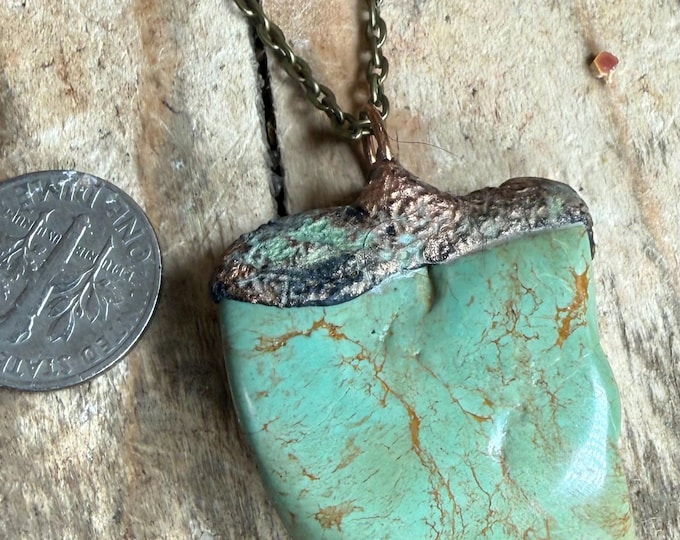 Handmade Turquoise Pendant – Southwestern Style Jewelry – Natural Hubei Turquoise Necklace – Crafted in Arizona 50mm