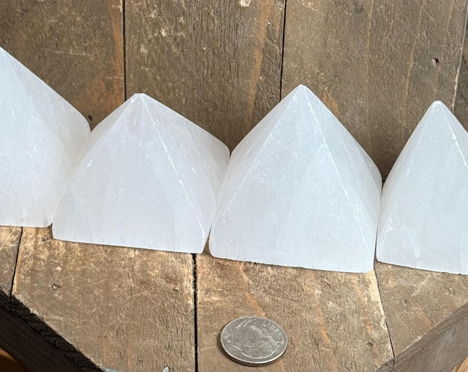 Polished Selenite Pyramid: Metaphysical Crystal Generator