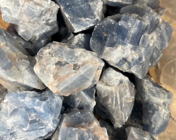 1/2 lbs Blue Calcite Rough Stones. Blue Calcite Natural Chunks (Mexico)