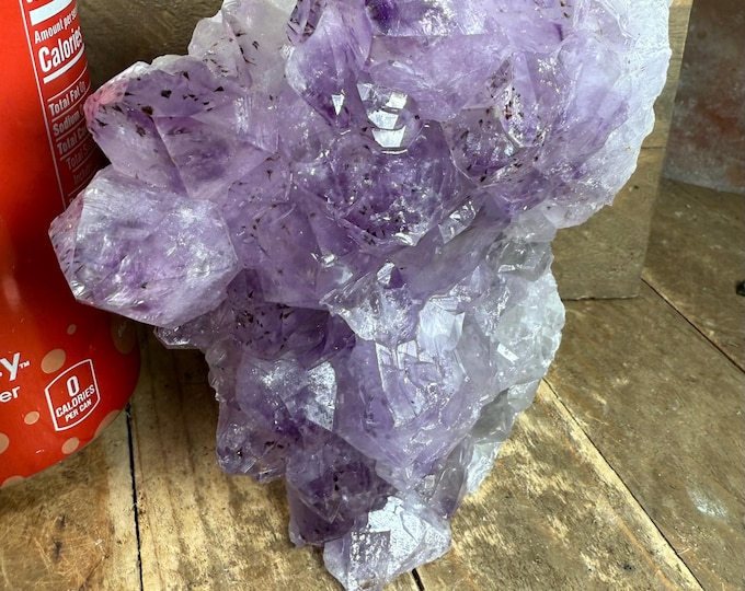 Standing Amethyst Cluster – Brazilian Druzy Geode with Cut Base | Natural Purple Crystal for Display, Home Decor & Healing CBA1
