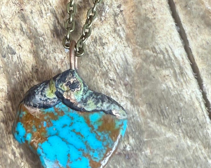 Handmade Turquoise Pendant – Southwestern Style Jewelry – Natural Hubei Turquoise Necklace – Crafted in Arizona cab1-7