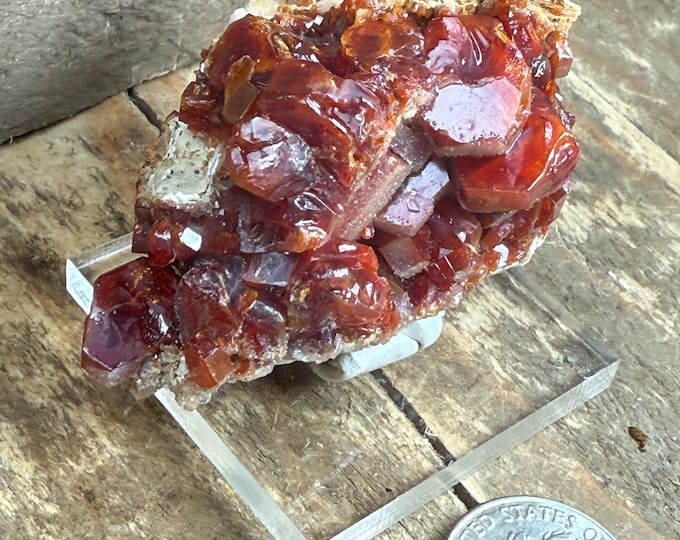 Beautiful Vanadinite Crystals – Sparkling Red Vanadinite on Matrix | Handpicked Natural Mineral Specimen from Morocco  bFLAT6