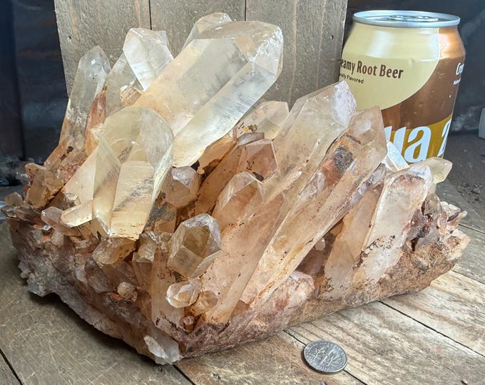 big Tangerine Quartz Specimen Natural Crystals Cluster from Brazil 6.5 inch 6.2 lbs
