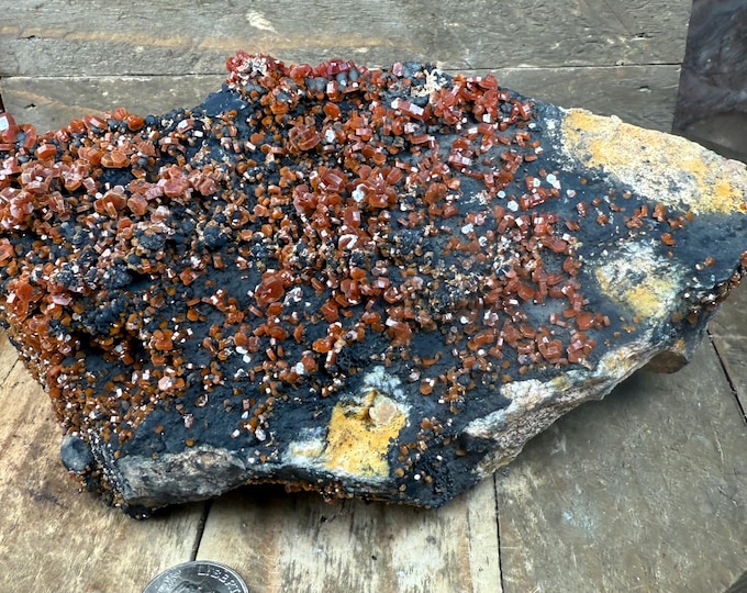 Large Vanadinite Crystal Cluster Crystals on Matrix , for Collection .6 inch
