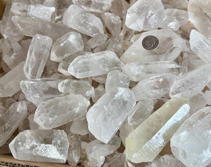 2.1 lbs Clear Quartz Points from Brazil, Rough Healing Crystals