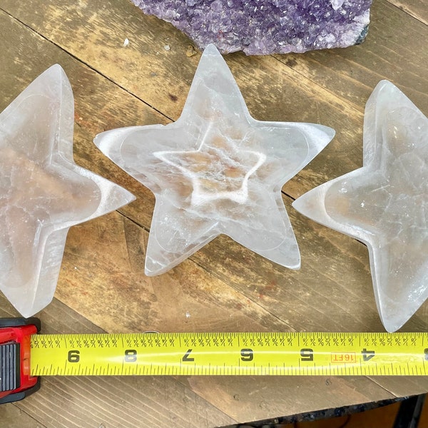 Selenite Star Polished Charging Bowl, Metaphysical Selenite Generator - Healing Crystal - Protection Crystal, Star Bowl