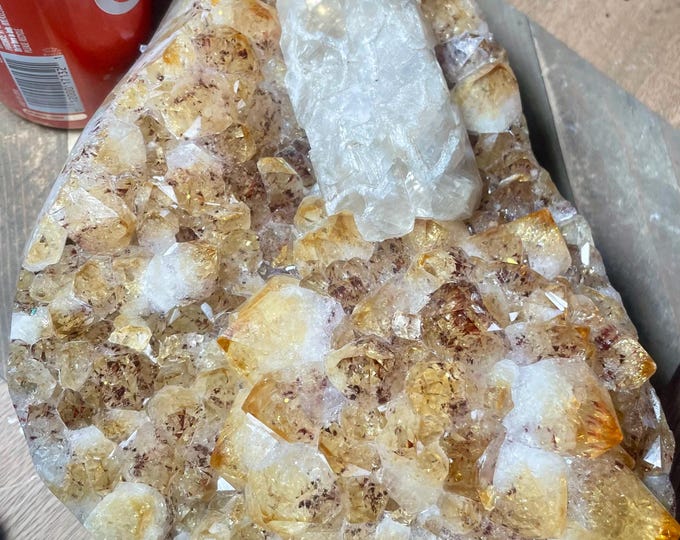 Substantial polish Citrine Crystal Druzy Crystal Cluster Display Specimen Healing Chakra Geode, Home Décor, Druze Crystal, Citrine AAA3
