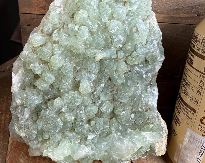 big Amazing Prehnite Crystal Cluster – Raw Green Mineral Specimen | Stone for Collection 5.5 inch