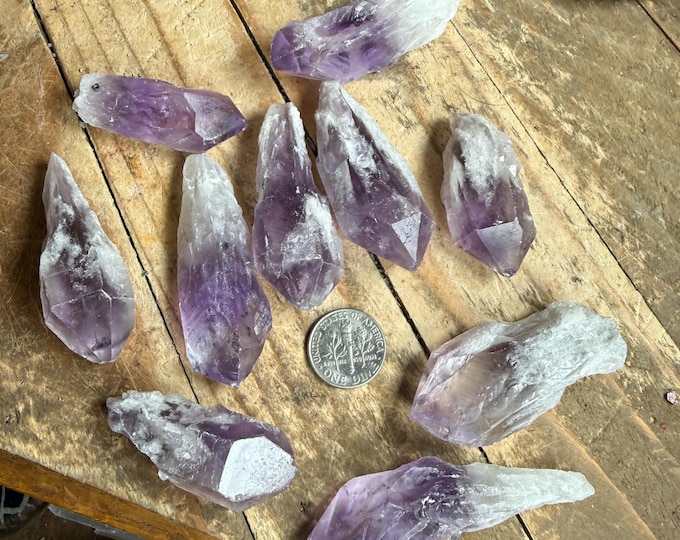 10 PCS Amethyst Crystal Wands – Natural Quartz Points from Bahia, Brazil | Healing Amethyst Wand