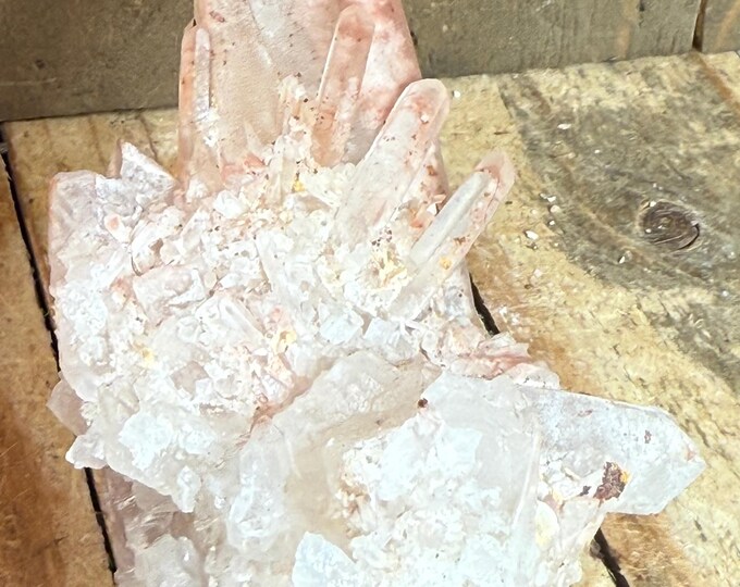 Hematite Quartz Multi point cluster  Quartz Red Hematite Crystal, Strawberry Quartz bflat6