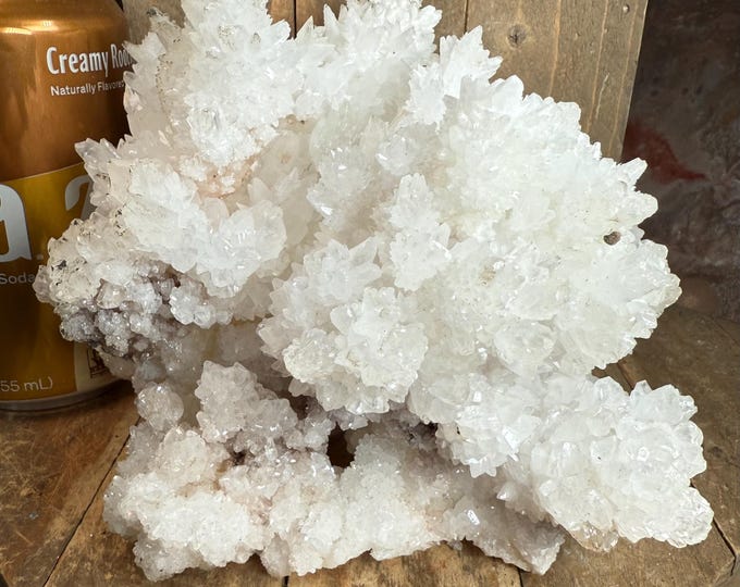 big White Aragonite Crystal Cluster from Mexico – Raw  Stone Décor, Rare Mineral Specimen,  4.5x4.5 inches