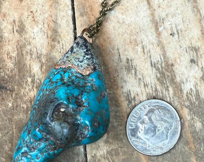 Handmade Turquoise Pendant – Southwestern Style Jewelry – Natural Hubei Turquoise Necklace – Crafted in Arizona 48mm