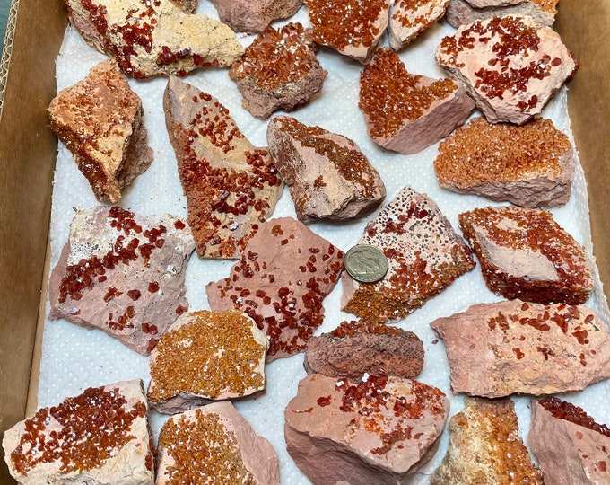ONE pc. Beautiful Vanadinite Crystals, Dazzling Red Vanadinite  Cluster, Vanadinite  Crystals Cluster, Vanadinite Cluster