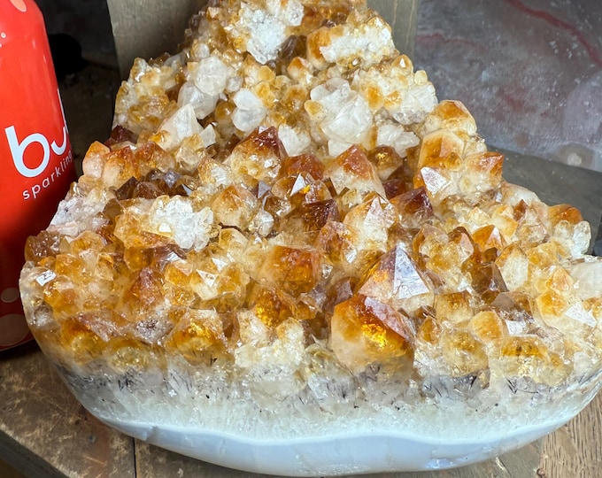 Polished Citrine Druzy Crystal Cluster – Mountainous Display Specimen | Natural Citrine Quartz for Healing, Decor, Collection ,display2-2