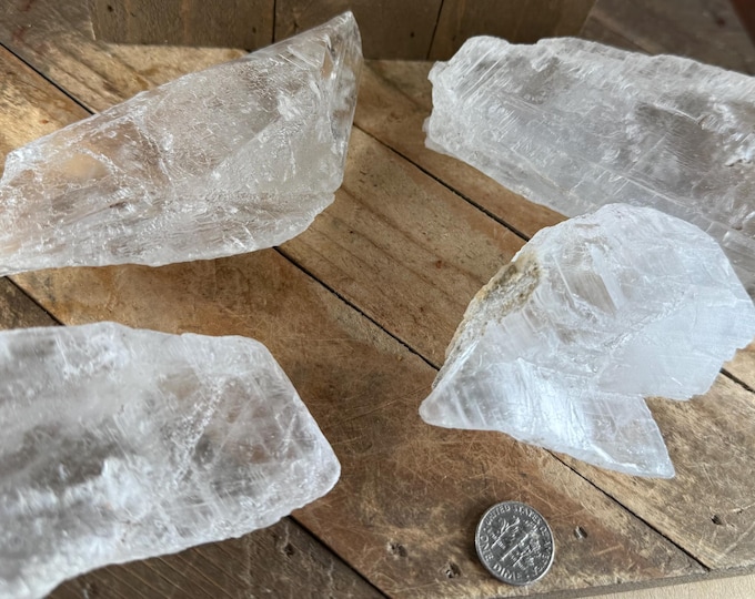 4 pcs. Raw Selenite Crystals – Natural Satin Spar Selenite from Mexico | Cleansing & Crystal Wands