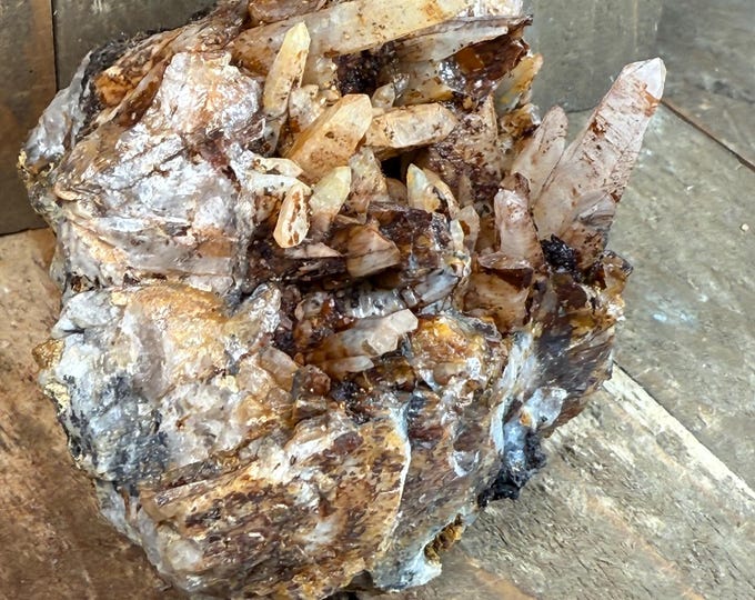 Goethite & Limonite on Quartz Multi-Point Cluster with Hematite – Rare Mexican Crystal Specimen 6