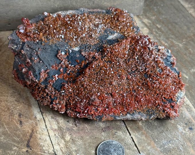 Large Vanadinite Crystal Cluster – Vibrant Red Hexagonal Crystals on Matrix | Natural Mineral Specimen, Morocco for Collection ,Displayone-2