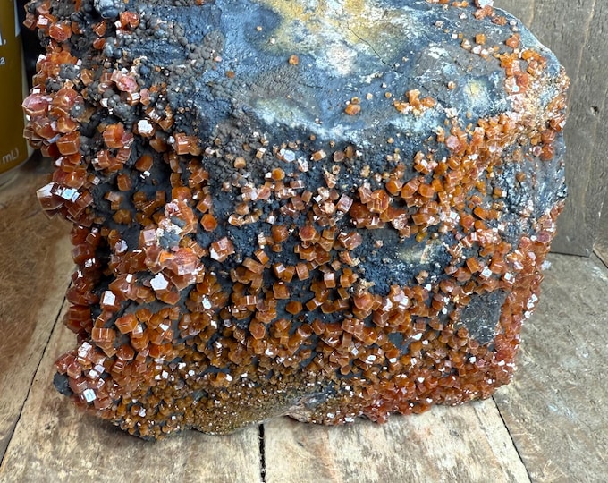 Large Vanadinite Crystal Cluster – Vibrant Red Hexagonal Crystals on Matrix | Natural Mineral Specimen, for Collection .4.9 inch 2.2 lbs