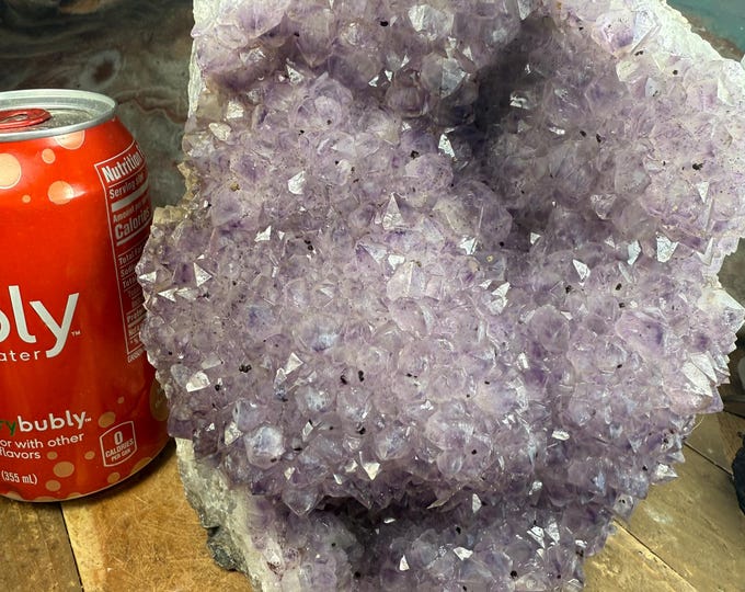 big Standing Amethyst Cluster – Brazilian Druzy Geode with Cut Base | Natural Purple Crystal for Display, Home Decor & Healing CBA3