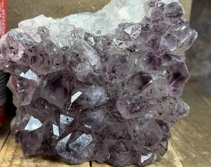 Standing Amethyst Cluster – Brazilian Druzy Geode with Cut Base | Natural Purple Crystal for Display, Home Decor & Healing CBA1
