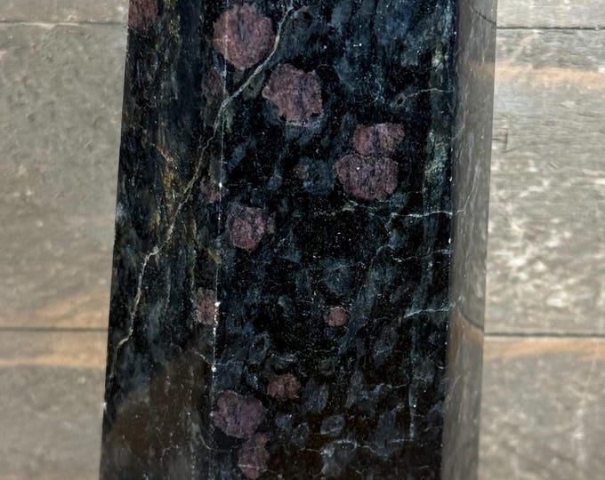 Polished, Red Feldspar & Tourmaline Tower Crystal Towers ~ Natural Crystal Point Obelisk has imperfections  6.4 inch