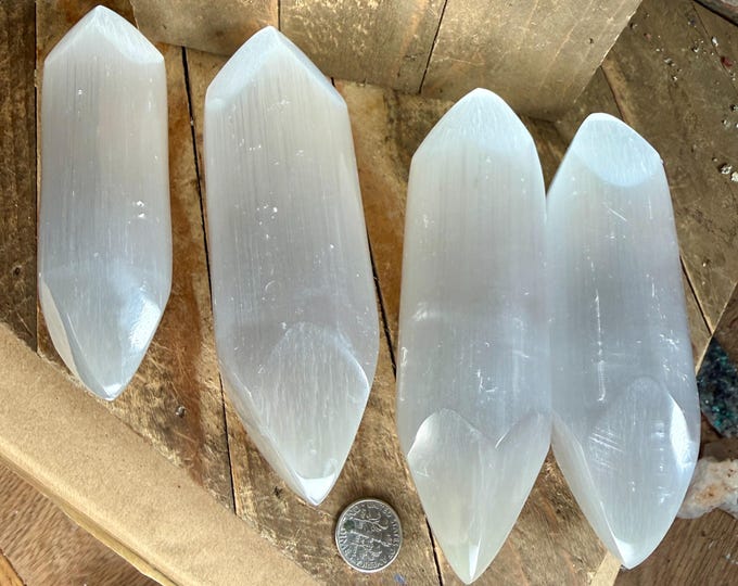 Double Terminated "Selenite" Points, Double Point Satin Spar, Satin Spar Double Terminated, Double Selenite Points White Selenite Generator,