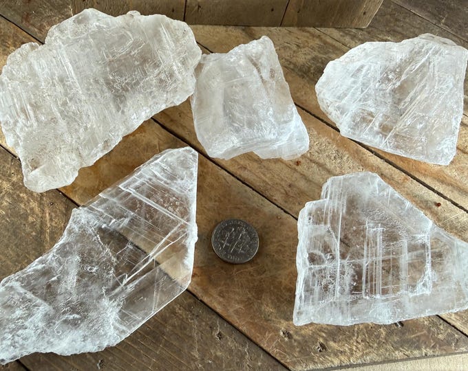 5 pcs. Raw Selenite Crystals – Natural Satin Spar Selenite from Mexico | Cleansing & Crystal Wands