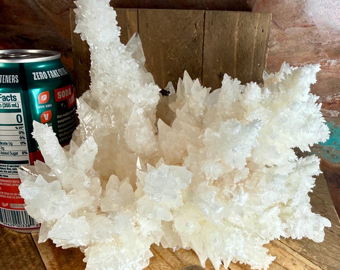 White Aragonite Crystal Cluster – Raw Mexican Mineral Specimen, 7.5 Inch Décor